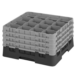CAMBRO | CAMRACK® - kosz do mycia szklanek 1/1 z 4 przedłużkami - 500x500mm - 16 przegródek - Czarny