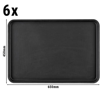 (6 szt.) CAMBRO | CAMTREAD® - Taca z włókna szklanego - prostokątna - 650x450mm - wysoki profil - czarna - Prime Gastro