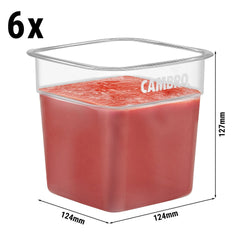 (6 szt.) CAMBRO | CAMSQUARES® - FreshPro Pojemnik - 0,9 litra - Przezroczysty