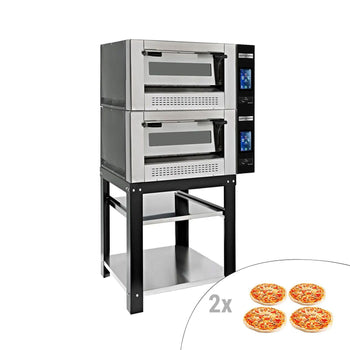 Gazowy piec do pizzy - 8 x 30 cm - Cyfrowy - włącznie z ramą podstawy - Prime Gastro