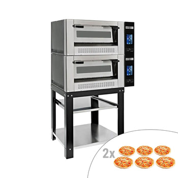 Gazowy piec do pizzy - 12 x 30 cm - Cyfrowy - włącznie z ramą podstawy - Prime Gastro