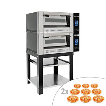 Gazowy piec do pizzy - 18 x 30 cm - Cyfrowy - włącznie z ramą podstawy - Prime Gastro
