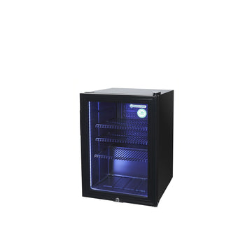 GASTRO-COOL | Chłodziarka minibarowa - 430 mm - 62 litry - z 1 szklanymi drzwiami & oświetleniem LED - Czarna - Prime Gastro