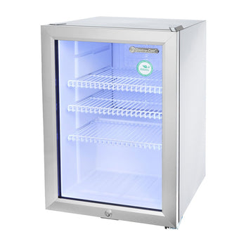 GASTRO-COOL | Chłodziarka minibarowa - 430 mm - 62 litry - z 1 szklanymi drzwiami & oświetleniem LED - srebrna - Prime Gastro