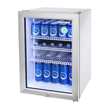 GASTRO-COOL | Chłodziarka minibarowa - 430 mm - 62 litry - z 1 szklanymi drzwiami & oświetleniem LED - srebrna - Prime Gastro