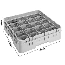 CAMBRO | CAMRACK® - Kosz do mycia filiżanek 1/1 - z 20 przegrodami - 500x500mmn - Szary