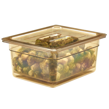 (6 szt.) CAMBRO | H-PAN™ - Żaroodporne płaskie pokrywki GN 1/2 - z uchwytem - bursztynowe - Prime Gastro