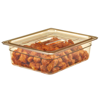 (6 szt.) CAMBRO | H-PAN™ - Żaroodporne płaskie pokrywki GN 1/2 - z uchwytem - bursztynowe - Prime Gastro
