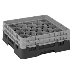 CAMBRO | CAMRACK® - kosz do mycia szklanek 1/1 z 2 przedłużkami - 500x500mm - 20 przegródek - Czarny
