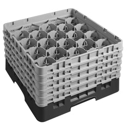 CAMBRO | CAMRACK® - kosz do mycia szklanek 1/1 z 5 przedłużkami - 500x500mm - 20 przegródek - Czarny