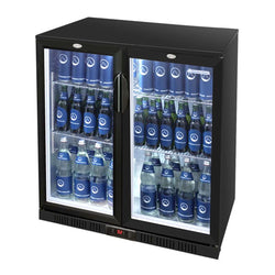 GASTRO - COOL | Chłodziarka barowa - 900 mm - 200 litrów - z 2 szklanymi drzwiami - czarna