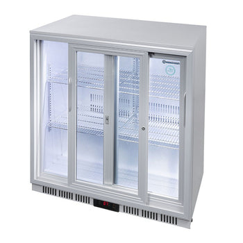 GASTRO-COOL | Chłodziarka barowa - 900 mm - 200 litrów - z 2 przesuwanymi szklanymi drzwiami - srebrna - Prime Gastro