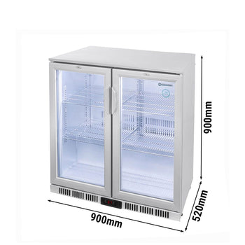 GASTRO-COOL | Chłodziarka barowa - 900 mm - 200 litrów - z 2 szklanymi drzwiami - srebrna - Prime Gastro