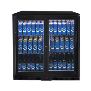 GASTRO-COOL | Chłodziarka barowa - 900 mm - 200 litrów - z 2 przesuwanymi szklanymi drzwiami - czarna - Prime Gastro