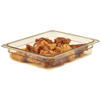 (6 szt.) CAMBRO | H-PAN™ - Żaroodporne pojemniki GN 1/2 - Bursztynowy - Głębokość 65 mm - Prime Gastro