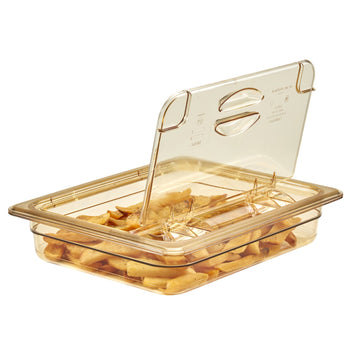 (6 szt.) CAMBRO | H-PAN™ - Żaroodporne pojemniki GN 1/2 - Bursztynowy - Głębokość 65 mm - Prime Gastro