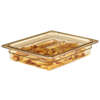 (6 szt.) CAMBRO | H-PAN™ - Żaroodporne pojemniki GN 1/2 - Bursztynowy - Głębokość 65 mm - Prime Gastro