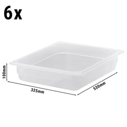(6 sztuk) CAMBRO | Pojemniki GN z polipropylenu 1/2 - mleczne - wysokość: 65 mm