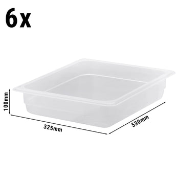 (6 sztuk) CAMBRO | Pojemniki GN z polipropylenu 1/2 - mleczne - wysokość: 65 mm - Prime Gastro