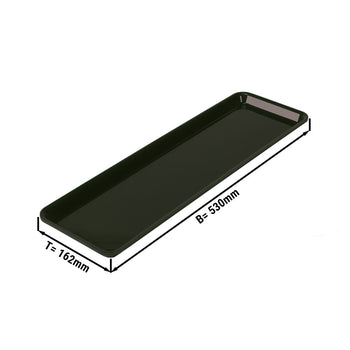 Prostokątna taca prezentacyjna GN 2/4 - Czarny - Bez BPA - 530 x 162 x 17 mm | Talerz ekspozycyjny | Talerz na ladę | Talerz na ciasto | Talerz na ladę | Talerz na mięso | Taca | Talerz na ciasto - Prime Gastro