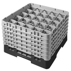 CAMBRO | CAMRACK® - kosz do mycia szklanek 1/1 z 6 przedłużkami - 500x500mm - 25 przegródek - Czarny