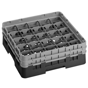 CAMBRO | CAMRACK® - kosz do mycia szklanek 1/1 - 25 przegródek - z 2 przedłużkami - 500x500mm - Czarny - Prime Gastro
