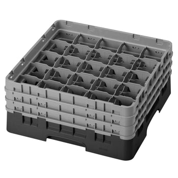 CAMBRO | CAMRACK® - kosz do mycia szklanek 1/1 - 25 przegródek - z 3 przedłużkami - 500x500mm - Czarny - Prime Gastro