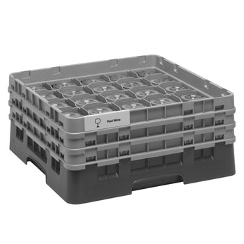CAMBRO | CAMRACK® - kosz do mycia szklanek 1/1 - 25 przegródek - z 3 przedłużkami - 500x500mm - Czarny - Prime Gastro