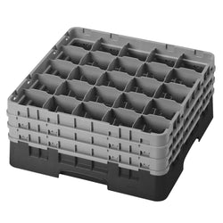 CAMBRO | CAMRACK® - kosz do mycia szklanek 1/1 - 25 przegródek - z 3 przedłużkami - 500x500mm - Czarny