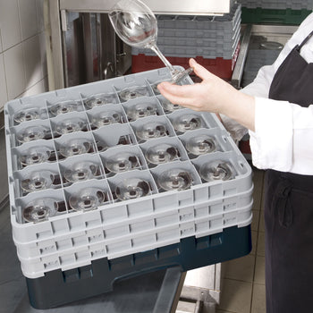 CAMBRO | CAMRACK® - kosz do mycia szklanek 1/1 - 25 przegródek - z 3 przedłużkami - 500x500mm - Czarny - Prime Gastro