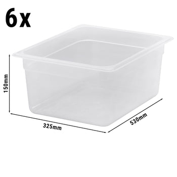 (6 sztuk) CAMBRO | Pojemniki GN z polipropylenu 1/2 - mleczne - wysokość: 150 mm - Prime Gastro