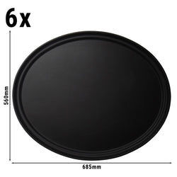 (6 szt.) CAMBRO | CAMTREAD® - Taca z włókna szklanego - owalna - 685x560mm - niskoprofilowa - czarna