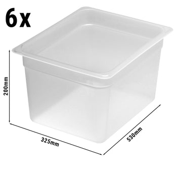 (6 sztuk) CAMBRO | Pojemniki GN z polipropylenu 1/2 - mleczne - wysokość: 200 mm - Prime Gastro