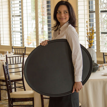 (6 szt.) CAMBRO | CAMTREAD® - Taca z włókna szklanego - owalna - 735x600mm - niskoprofilowa - czarna - Prime Gastro