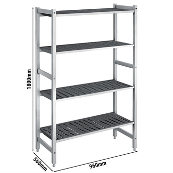 Aluminiowa półka podstawowa – 960 x 1800 mm – nośność: 900 kg - Prime Gastro