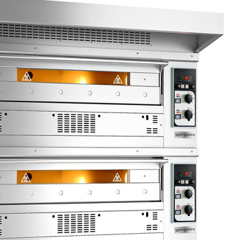 Gazowy piec do pizzy - 9+9x 33cm - Manualny - włącznie z okapem & ramą podstawy - Prime Gastro