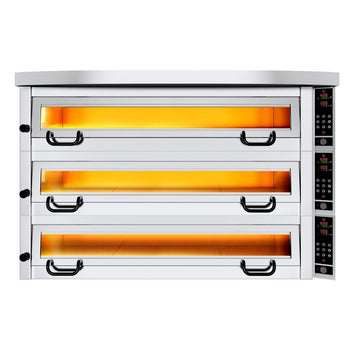 Elektryczny piec do pizzy Power - 9+9+9x 34cm - Cyfrowy - włącznie z okapem & ramą podstawy - Prime Gastro
