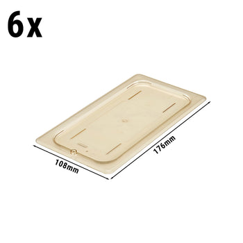 (6 szt.) CAMBRO | H-PAN™ - Żaroodporne płaskie pokrywki GN 1/3 - Bursztynowe - Prime Gastro
