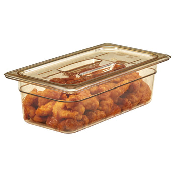 (6 szt.) CAMBRO | H-PAN™ - Żaroodporne płaskie pokrywki GN 1/3 - z uchwytem - bursztynowe - Prime Gastro
