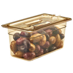 (6 szt.) CAMBRO | H - PAN™ - Żaroodporne pokrywki GN 1/3 - z wycięciem i uchwytem - bursztynowe