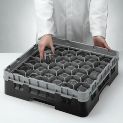 CAMBRO | CAMRACK® - kosz do mycia szklanek 1/1 z 1 przedłużką - 500x500mm - 30 przegródek - Czarny