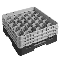 CAMBRO | CAMRACK® - kosz do mycia szklanek 1/1 z 3 przedłużkami - 500x500mm - 30 przegródek - Czarny
