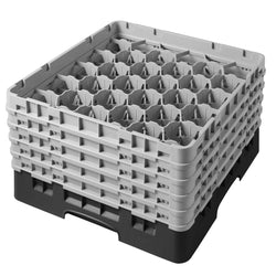 CAMBRO | CAMRACK® - kosz do mycia szklanek 1/1 z 5 przedłużkami - 500x500mm - 30 przegródek - Czarny