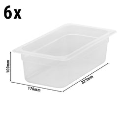 (6 sztuk) CAMBRO | Pojemniki GN z polipropylenu 1/3 - mleczne - wysokość: 100 mm