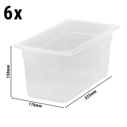 (6 sztuk) CAMBRO | Pojemniki GN z polipropylenu 1/3 - mleczne - wysokość: 150 mm
