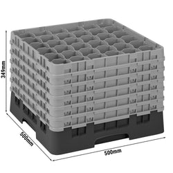 CAMBRO | CAMRACK® - kosz do mycia szklanek 1/1 z 6 przedłużkami - 500x500mm - 36 przegródek - Czarny
