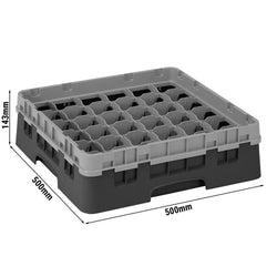 CAMBRO | CAMRACK® - kosz do mycia szklanek 1/1 z 1 przedłużką - 500x500mm - 36 przegródek - Czarny