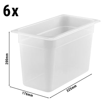 (6 sztuk) CAMBRO | Pojemniki GN z polipropylenu 1/3 - mleczne - wysokość: 200 mm - Prime Gastro