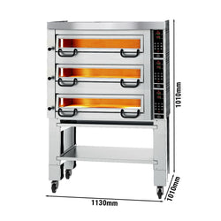 Elektryczny piec do pizzy Power - 4+4+4x 34cm - Cyfrowy - włącznie z okapem & ramą podstawy