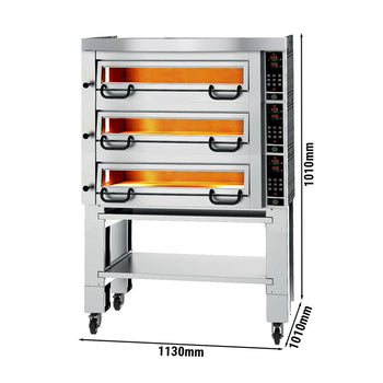 Elektryczny piec do pizzy Power - 4+4+4x 34cm - Cyfrowy - włącznie z okapem & ramą podstawy - Prime Gastro